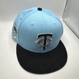 New Era 59Fifty Minnesota Twins Hat Cap Fitted 7 5/8 2014 All Star Patch Blu/BLK